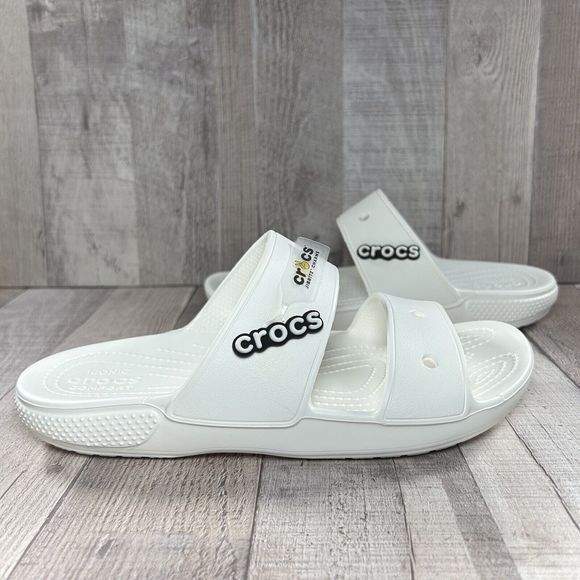 Crocs Women's Classic Slide Sandal Comfort Two Strap Slip On White Size 9 - Picture 3 of 13